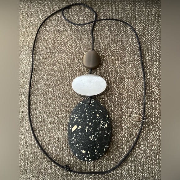 SYLCA Black & Silver, Natural Stone Pendant Necklace - Picture 4 of 6